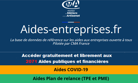 Aides-entreprises.fr : 2071 aides publiques financières