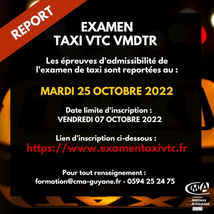 REPORT EXAMEN TAXI VTC VMDTR CMA GUYANE