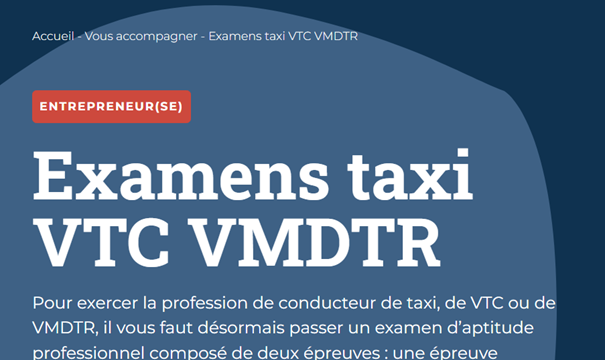EXAMENS TAXI VTC VDMR  31 Octobre 2023